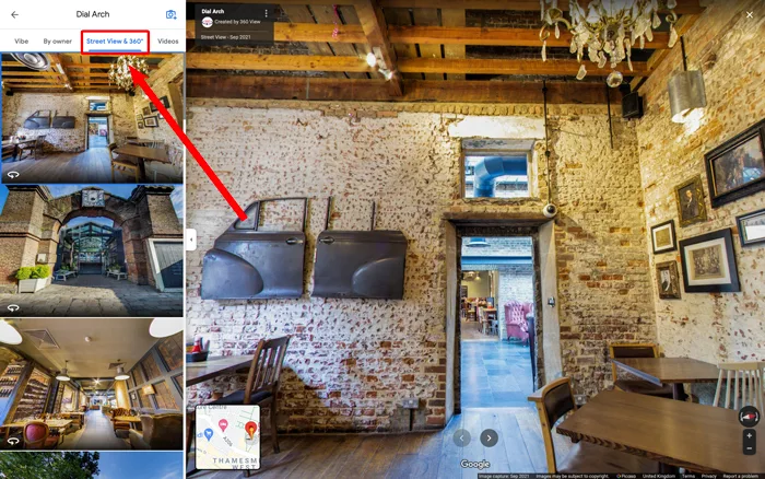 Google virtual tour Select Street View 360°